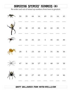 Ordering Halloween Spiders' Number Sets to 50