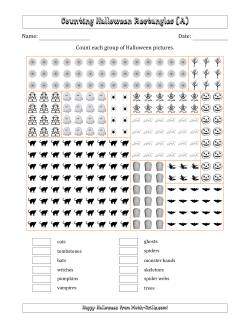 Counting Halloween Pictures in Rectangular Arrangements in a Rectangle