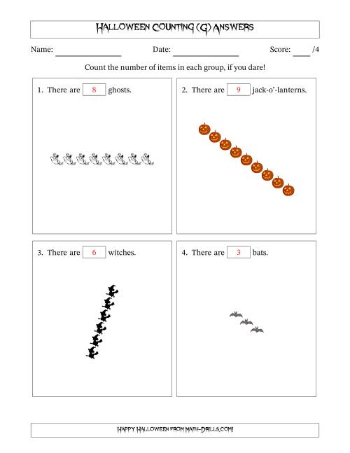 The Counting Halloween Objects in Rotated Linear Arrangements (G) Math Worksheet Page 2