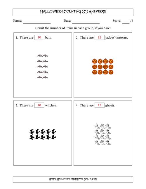 The Counting Halloween Objects in Rectangular Arrangements (Maximum Dimension 5) (C) Math Worksheet Page 2