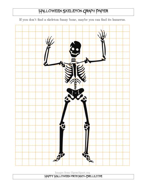 The Halloween Skeleton 1 cm Graph Paper Math Worksheet