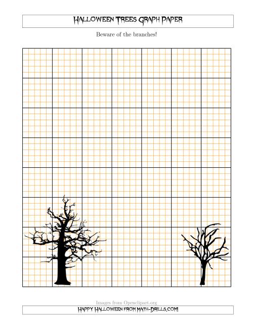 The Halloween Trees 5 Lines/Inch Graph Paper Math Worksheet