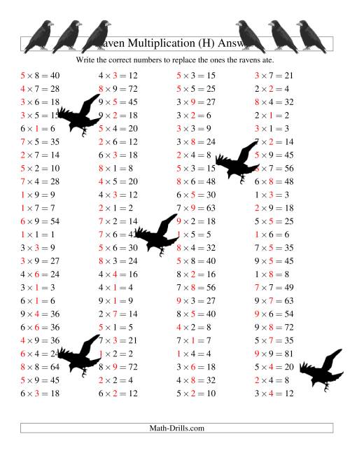 The Raven Multiplication with Missing Terms (H) Math Worksheet Page 2