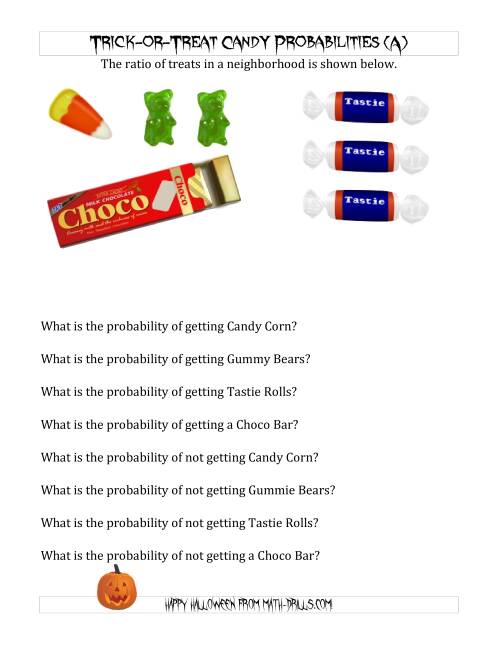 The Trick-or-Treat Candy Probabilities (A) Math Worksheet