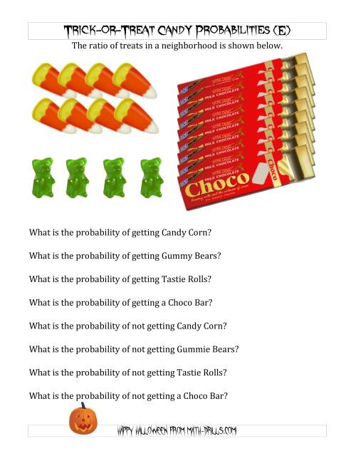 The Trick-or-Treat Candy Probabilities (E) Math Worksheet