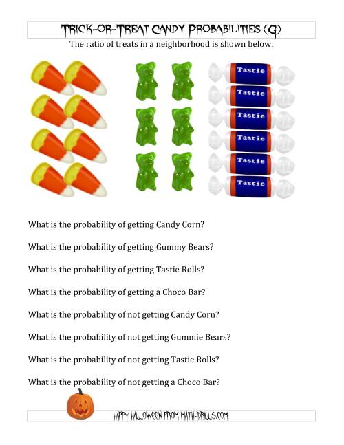 The Trick-or-Treat Candy Probabilities (G) Math Worksheet