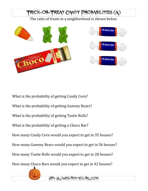 The Trick-or-Treat Candy Probabilities and Predictions (A) Math Worksheet