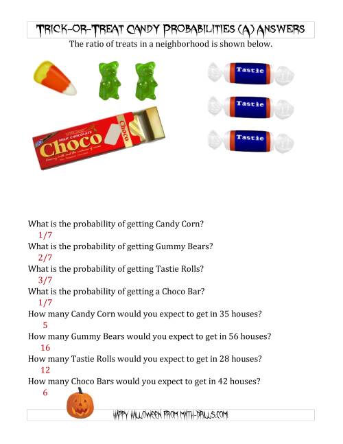The Trick-or-Treat Candy Probabilities and Predictions (A) Math Worksheet Page 2