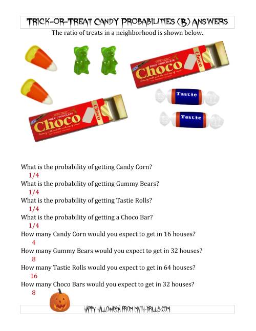 The Trick-or-Treat Candy Probabilities and Predictions (B) Math Worksheet Page 2