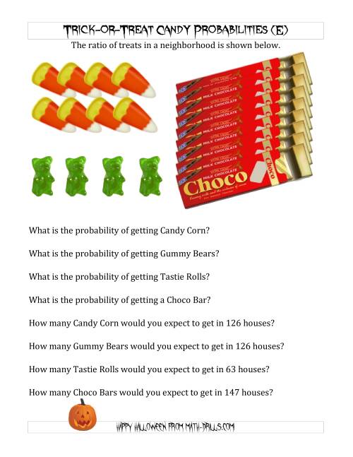 The Trick-or-Treat Candy Probabilities and Predictions (E) Math Worksheet
