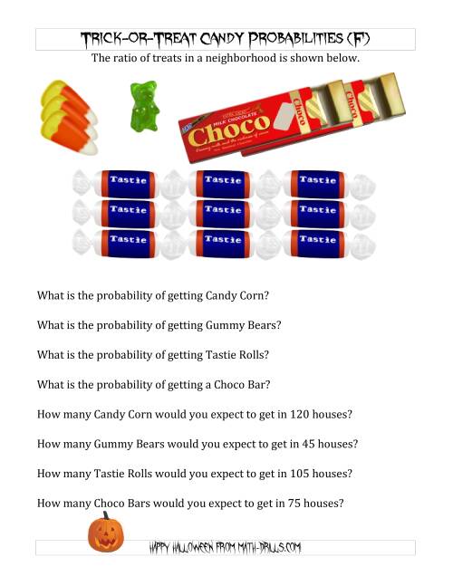 The Trick-or-Treat Candy Probabilities and Predictions (F) Math Worksheet