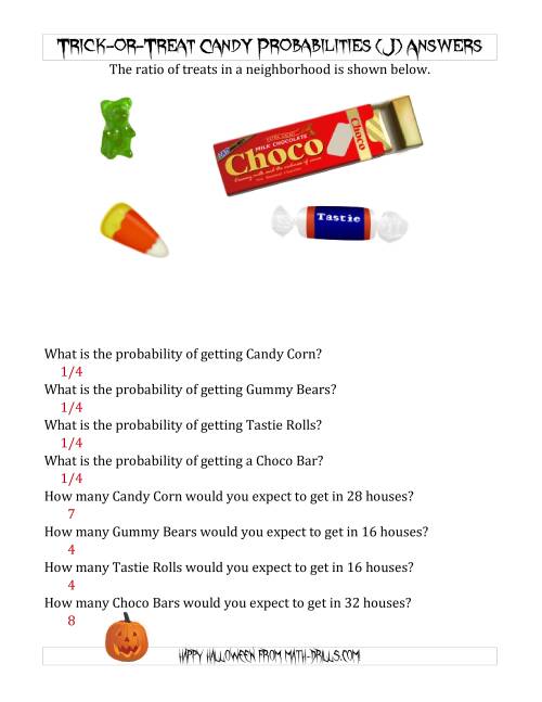 The Trick-or-Treat Candy Probabilities and Predictions (J) Math Worksheet Page 2