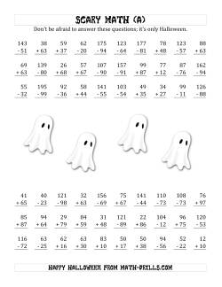 Scary Addition and Subtraction with Double-Digit Numbers