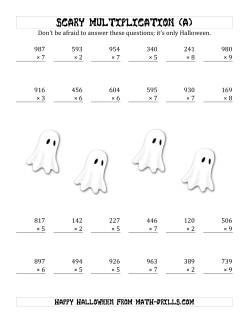 Scary Multiplication (3-Digit by 1-Digit)