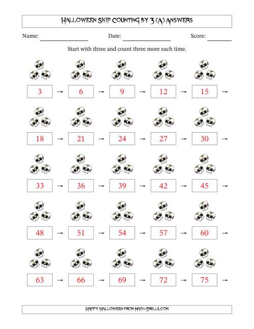 The Halloween Skip Counting by 3 (A) Math Worksheet Page 2