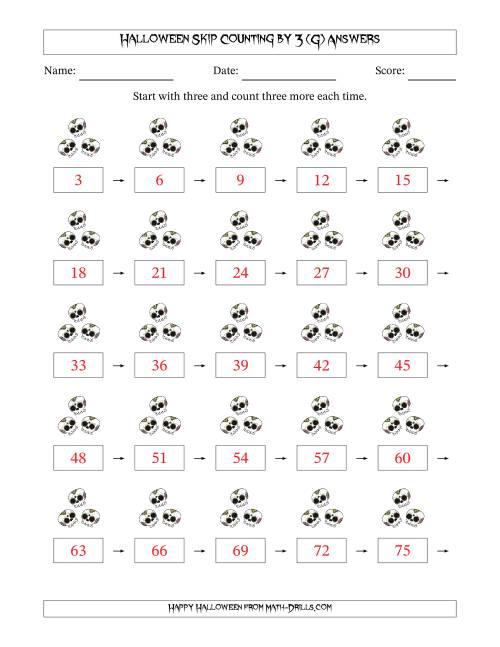 The Halloween Skip Counting by 3 (G) Math Worksheet Page 2