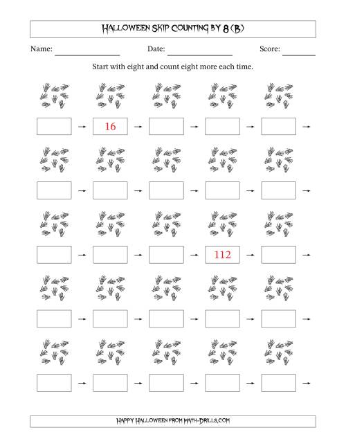 The Halloween Skip Counting by 8 (B) Math Worksheet