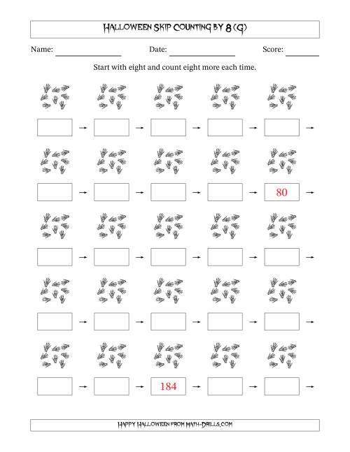 The Halloween Skip Counting by 8 (G) Math Worksheet