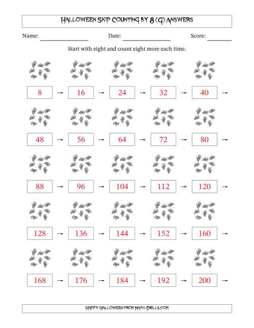The Halloween Skip Counting by 8 (G) Math Worksheet Page 2
