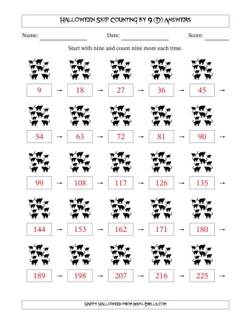 The Halloween Skip Counting by 9 (D) Math Worksheet Page 2