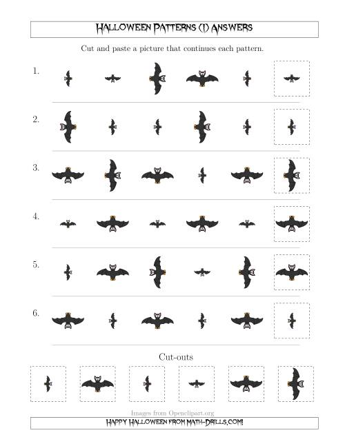 The Not-So-Scary Halloween Picture Patterns with Size and Rotation Attributes (I) Math Worksheet Page 2