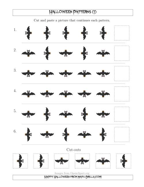The Not-So-Scary Halloween Picture Patterns with Rotation Attribute Only (I) Math Worksheet