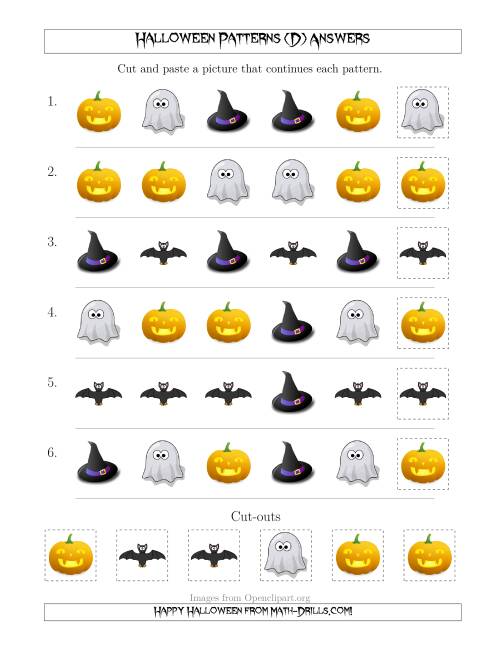 The Not-So-Scary Halloween Picture Patterns with Shape Attribute Only (D) Math Worksheet Page 2
