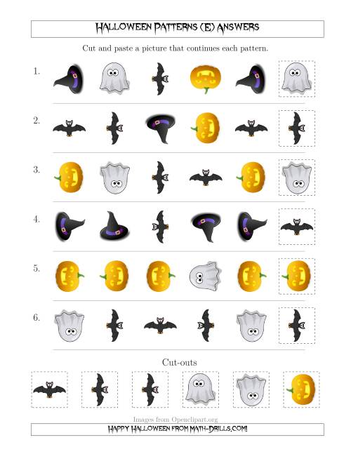 The Not-So-Scary Halloween Picture Patterns with Shape and Rotation Attributes (E) Math Worksheet Page 2