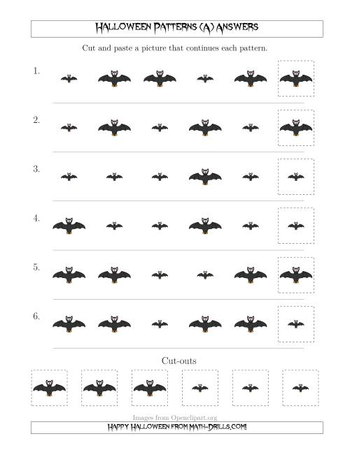 The Not-So-Scary Halloween Picture Patterns with Size Attribute Only (A) Math Worksheet Page 2