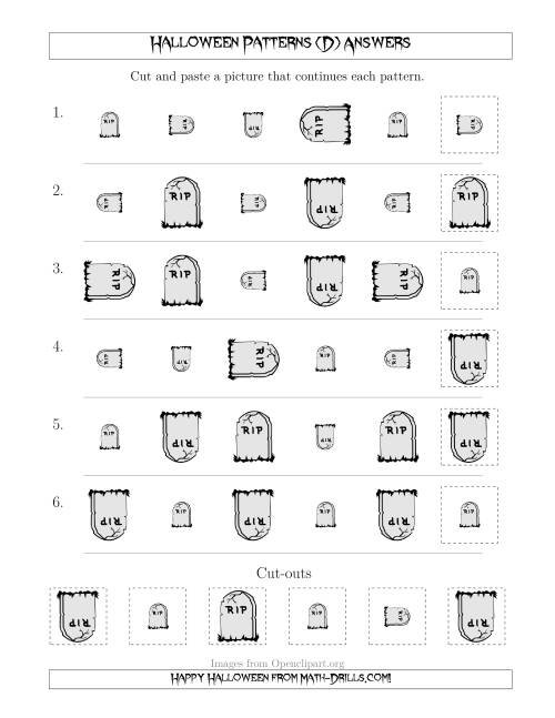 The Scary Halloween Picture Patterns with Size and Rotation Attributes (D) Math Worksheet Page 2