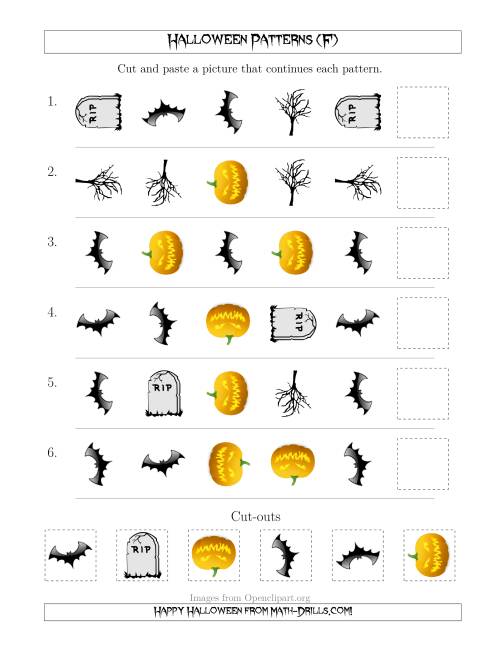 The Scary Halloween Picture Patterns with Shape and Rotation Attributes (F) Math Worksheet