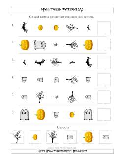 Scary Halloween Picture Patterns with Shape, Size and Rotation Attributes