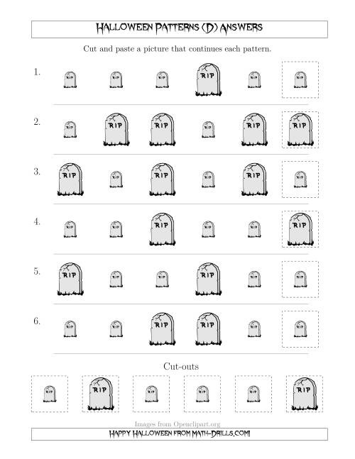 The Scary Halloween Picture Patterns with Size Attribute Only (D) Math Worksheet Page 2