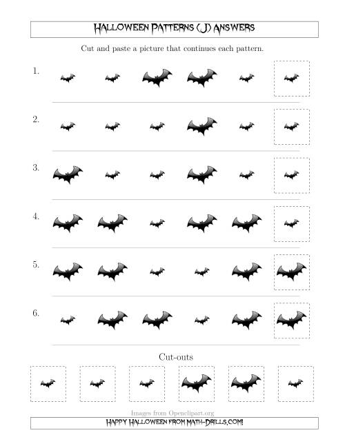 The Scary Halloween Picture Patterns with Size Attribute Only (J) Math Worksheet Page 2