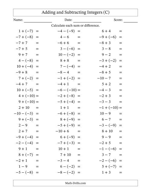 adding-and-subtracting-mixed-integers-from-10-to-10-75-questions-c