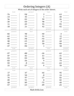 Ordering Integers (Range -99 to 99)