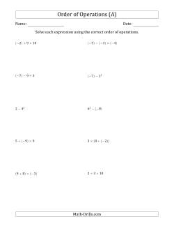 Integers Worksheets