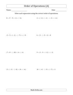 Integers Worksheets