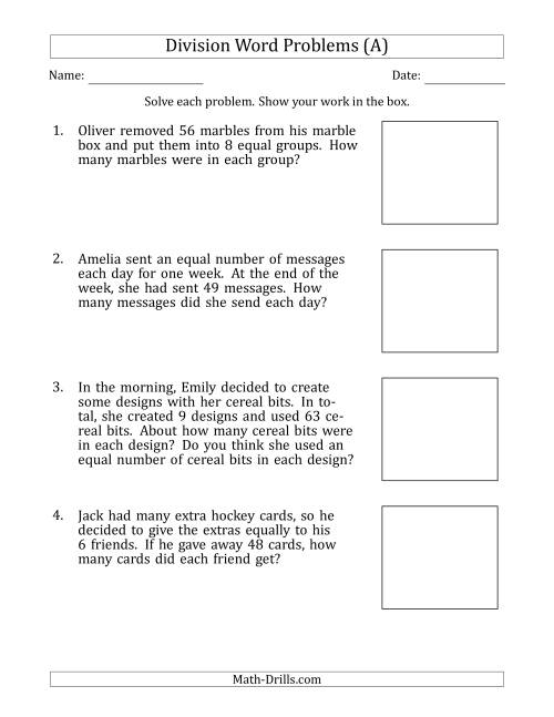 Division Word Problems Worksheets Grade 4 Pdf Step By Step Worksheet Division Word Problems