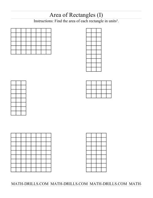 The Area of Rectangles Grid Form (I) Math Worksheet