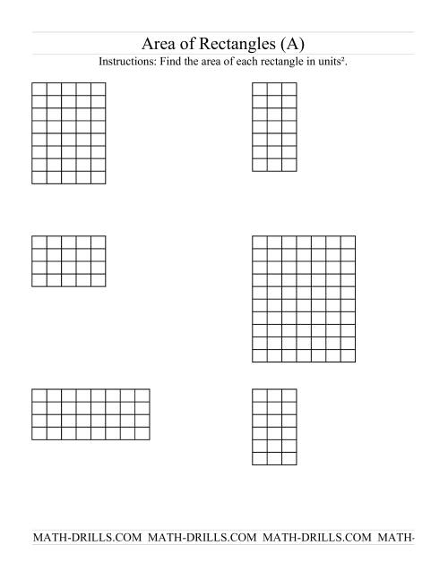 The Area of Rectangles Grid Form (All) Math Worksheet