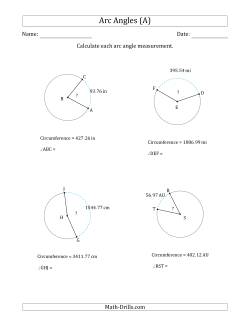 Calculating Circle Arc Angle Measurements from Circumference