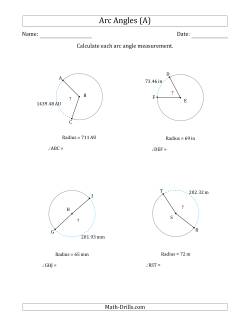 Calculating Circle Arc Angle Measurements from Radius