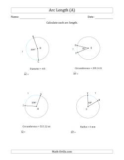 Calculating Circle Arc Length from Circumference, Radius or Diameter