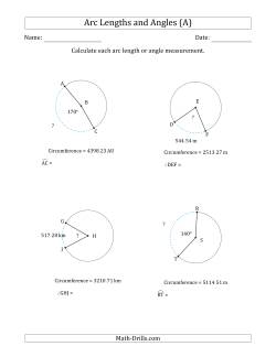 Calculating Arc Length or Angle from Circumference