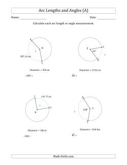 Calculating Arc Length or Angle from Diameter