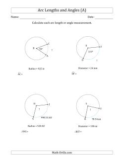 Calculating Arc Length or Angle from Radius or Diameter