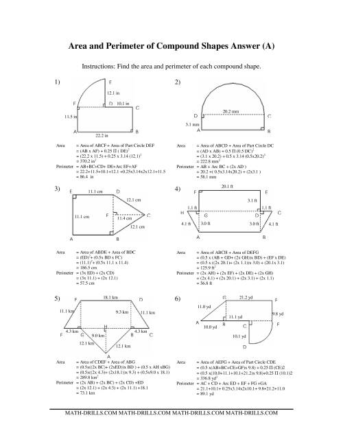 The Area and Perimeter of Compound Shapes (A) Math Worksheet Page 2