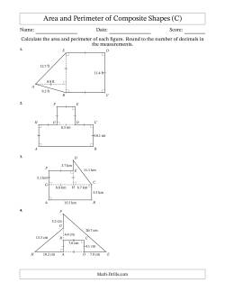 Area and Perimeter of Compound Shapes (C) Measurement Worksheet