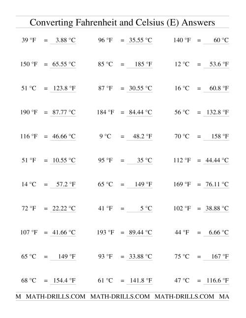 The Converting Between Celsius and Fahrenheit (no Negatives) (E) Math Worksheet Page 2